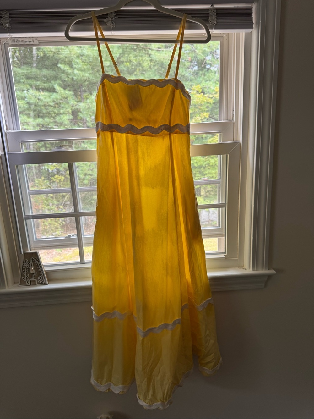 Sunshine Yellow Maxi Slip Dress with Scallop Trim